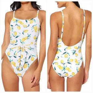 Jessica Simpson Nice Lemons Printed Tie-Waist One-Piece women Swimsuit sz Xlarge